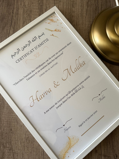 Certificat d’amitié
